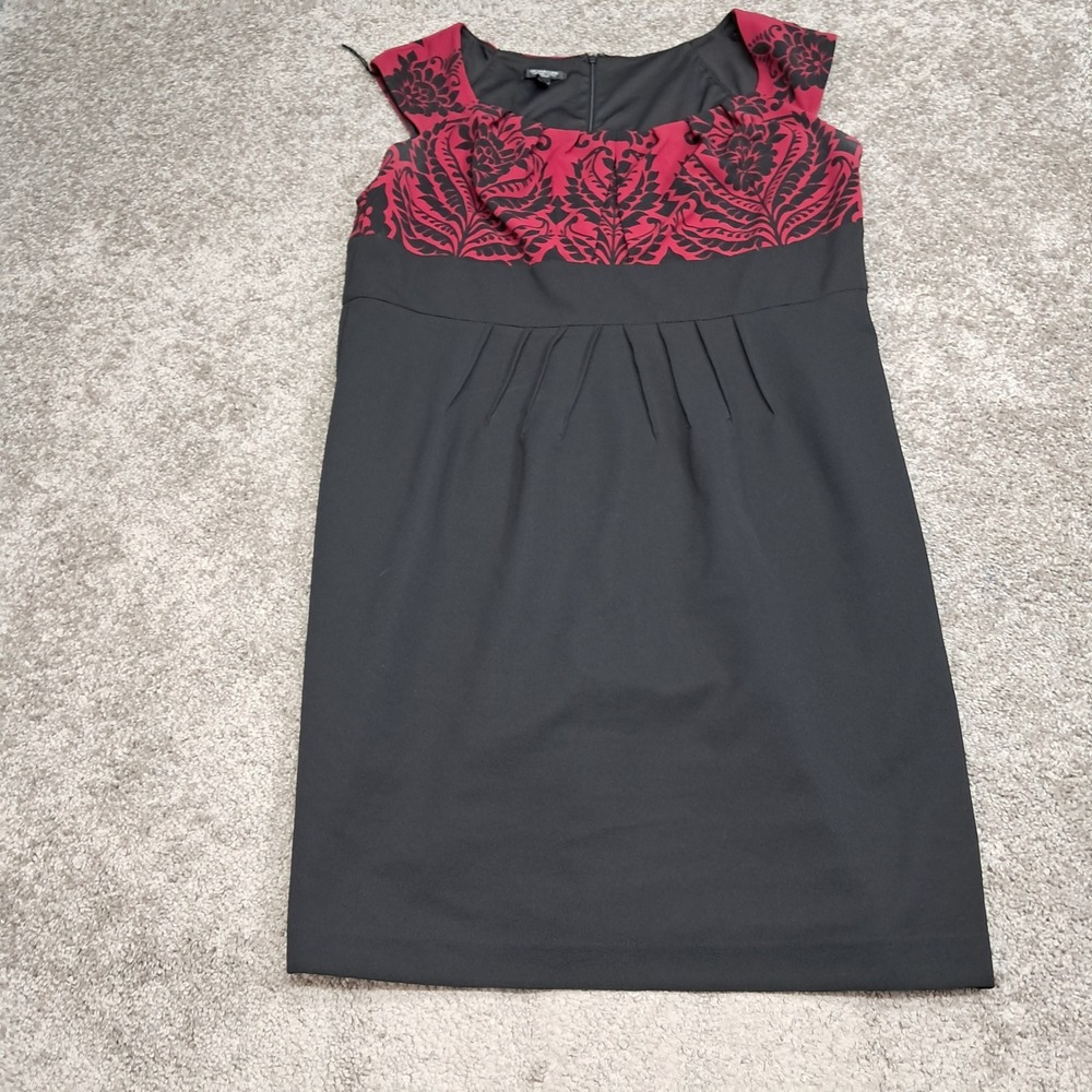 Signature London Style Woman 18W Black Red Damask Sheath Dress 153031